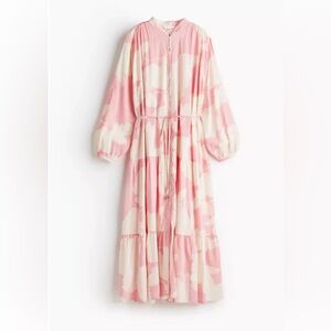 H&M Tiered Maxi Dress (Light pink/floral) with tie
